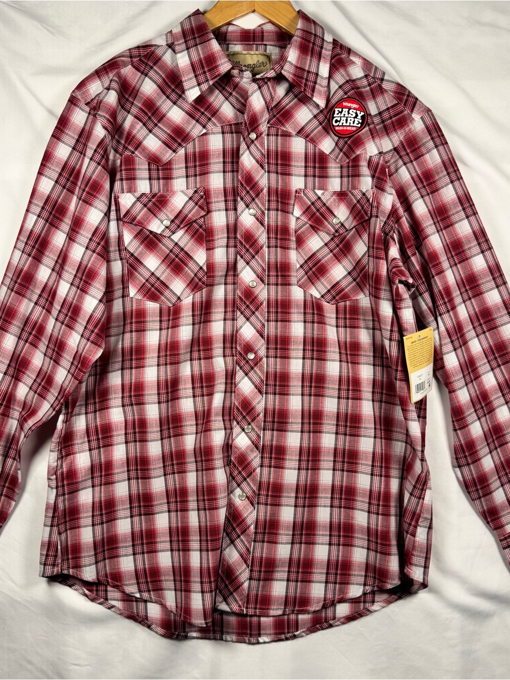 Wrangler Red and White Plaid Button-Down Shirt